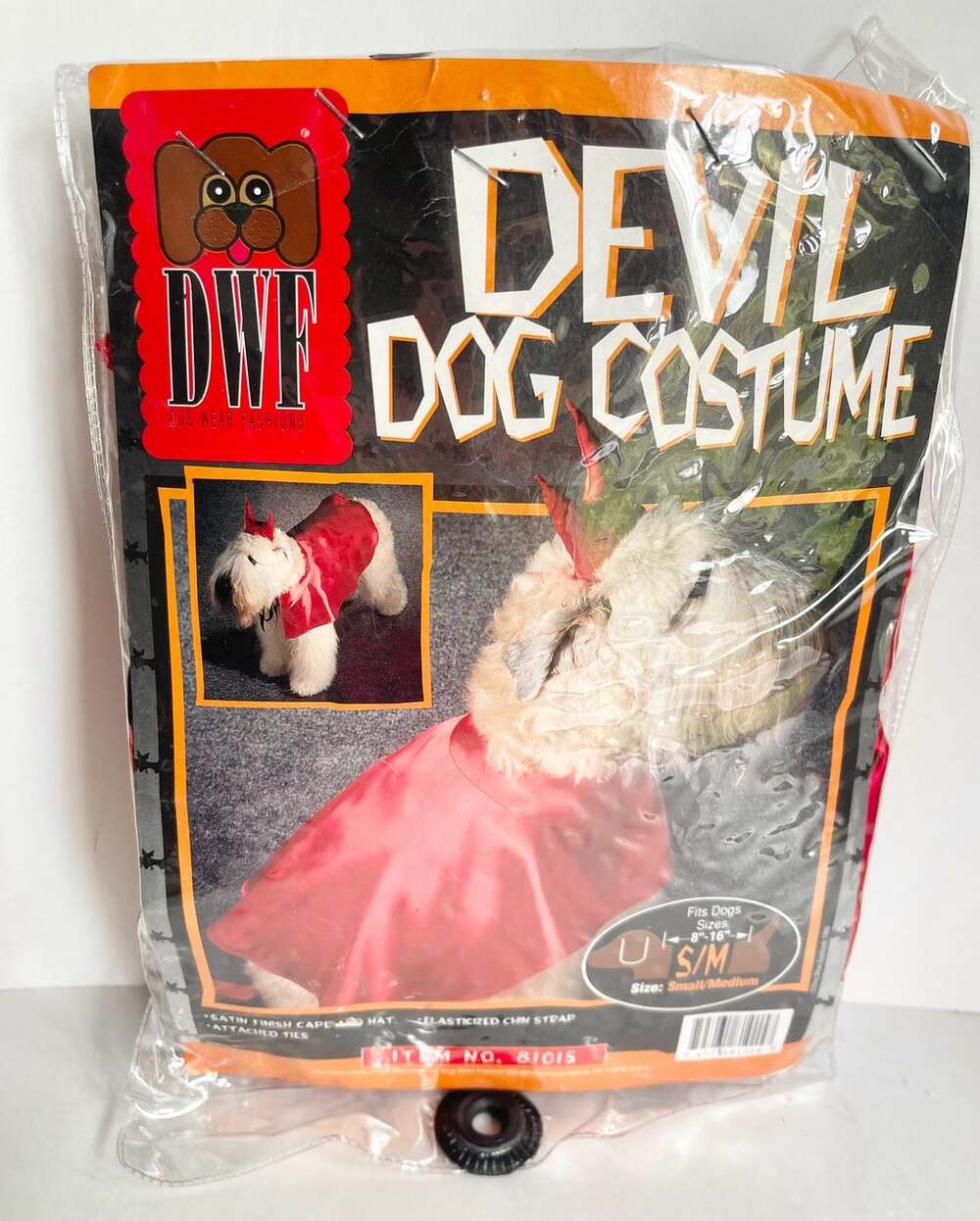 DWF Devil Dog Costume Size S/M Red Satin Cape & Hat Pet Halloween Outfit